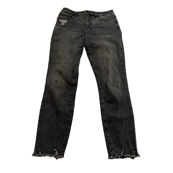 Good American Denim - Good American Good Legs Crop Distressed Jeans in Black